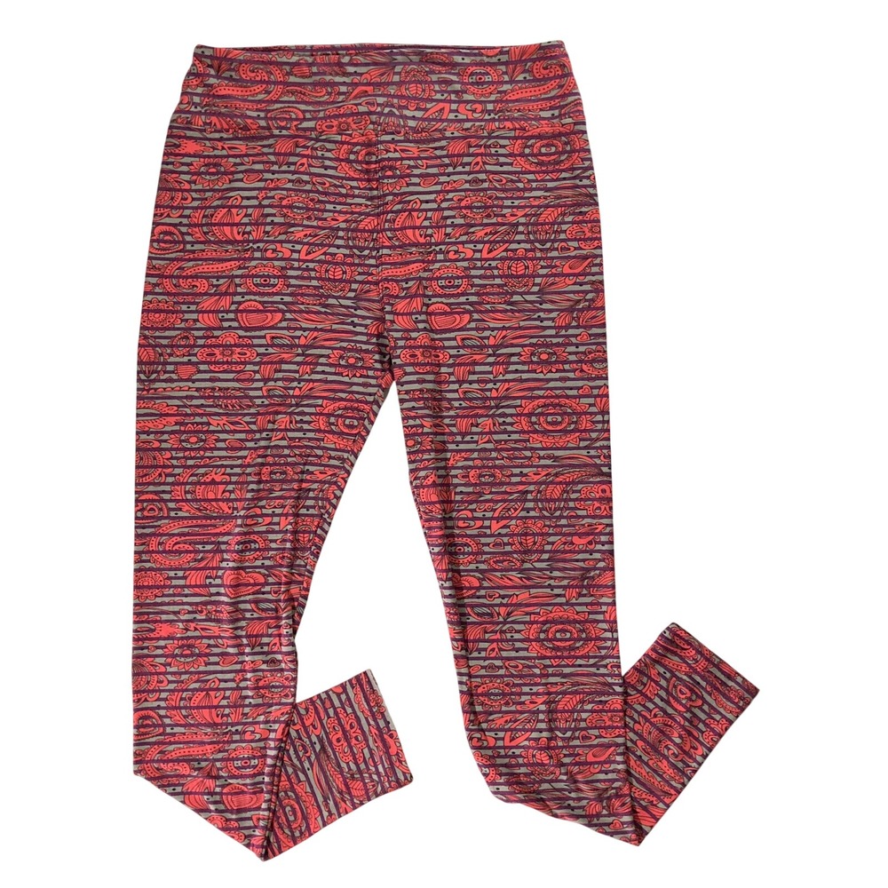 LULAROE Tall & Curvy TC Stretch Knit Leggings‎ Multi-Color Orange Purple Stripe